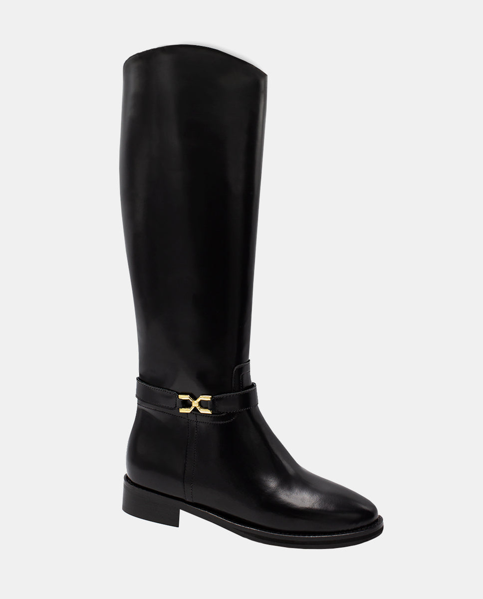 High Riding Lie STRELTZIA Black Riding Leather Boot | MELIE