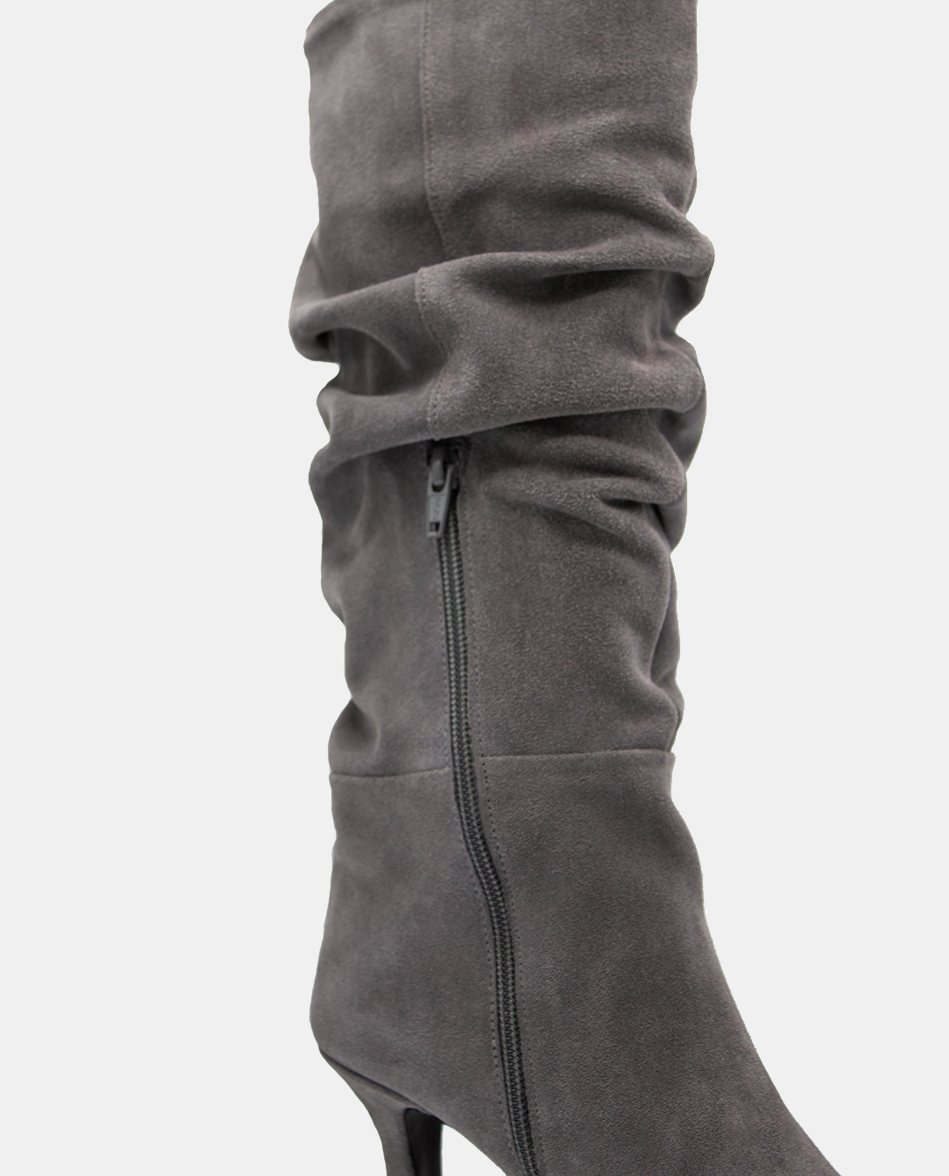 STRELTZIA Grey Ruched Suede Boot