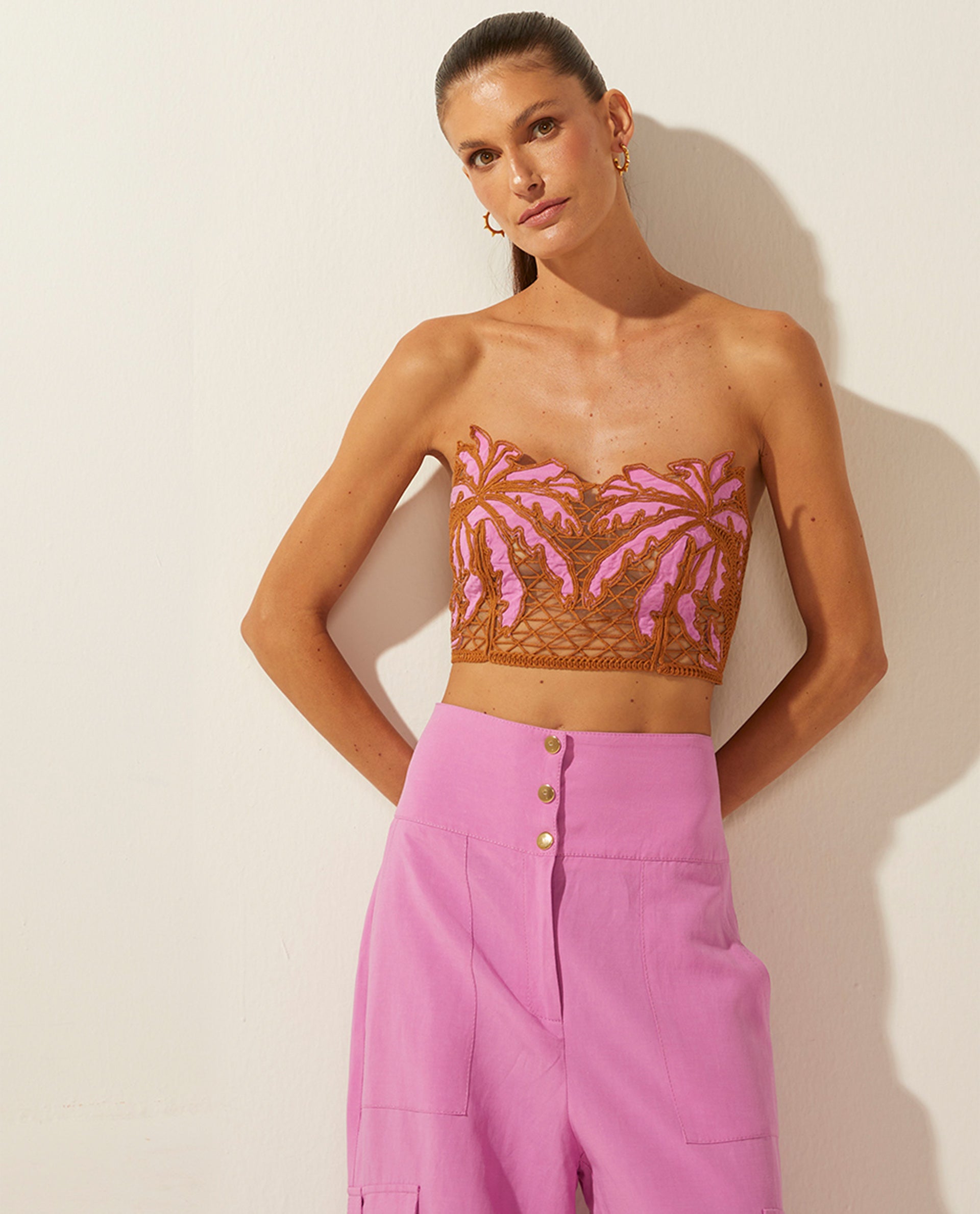 AGUA DE COCO Palms Crop Top Pink | MELIE AGUA DE COCO Palms Crop Top Pink | MELIE